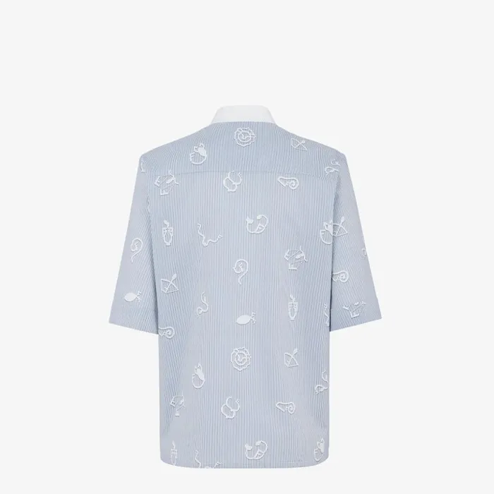 Woman Blue Cotton Shirt Blue Fendi Tops and Shirts