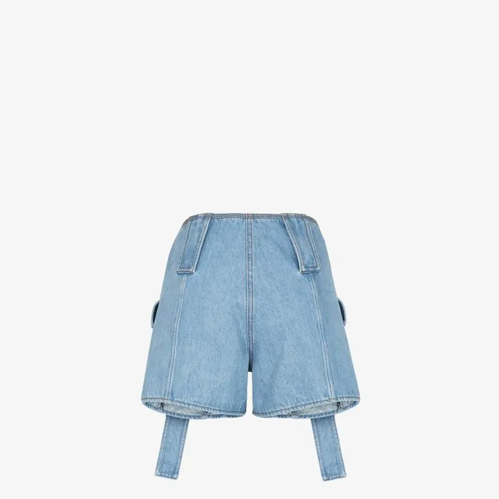 Woman Blue Denim Shorts Blue Fendi Denim