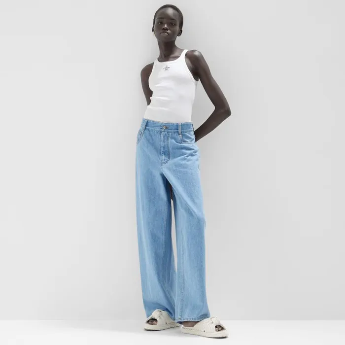 Woman Blue Denim Trousers Blue Fendi Denim