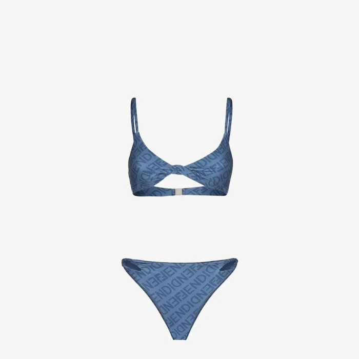 Woman Blue Lycra Bikini Blue Fendi Swimwear
