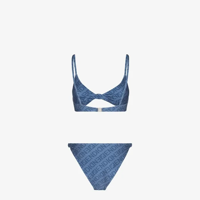 Woman Blue Lycra Bikini Blue Fendi Swimwear