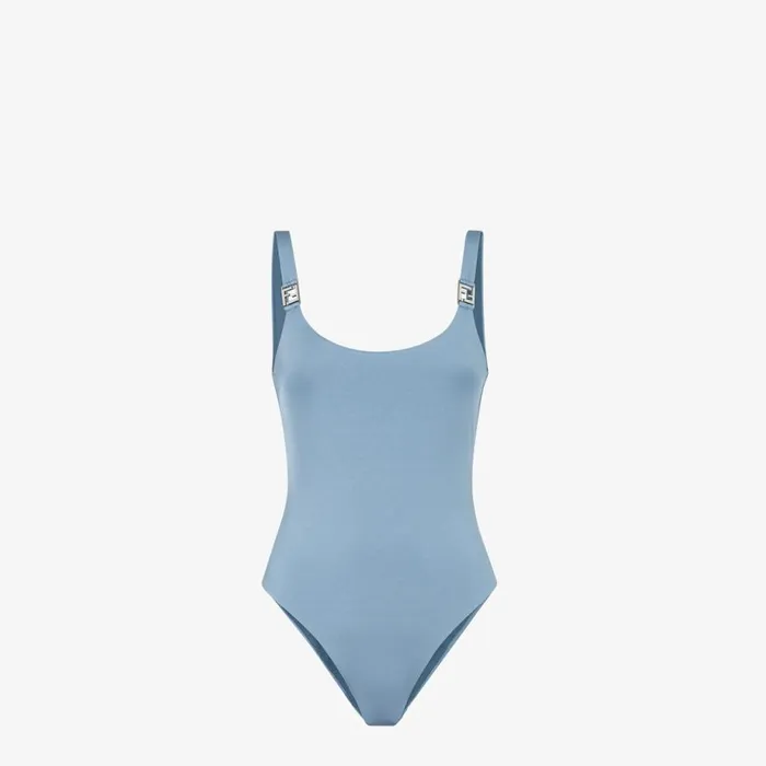 Woman Blue Lycra OnePiece Swimsuit Blue Fendi Swimwear