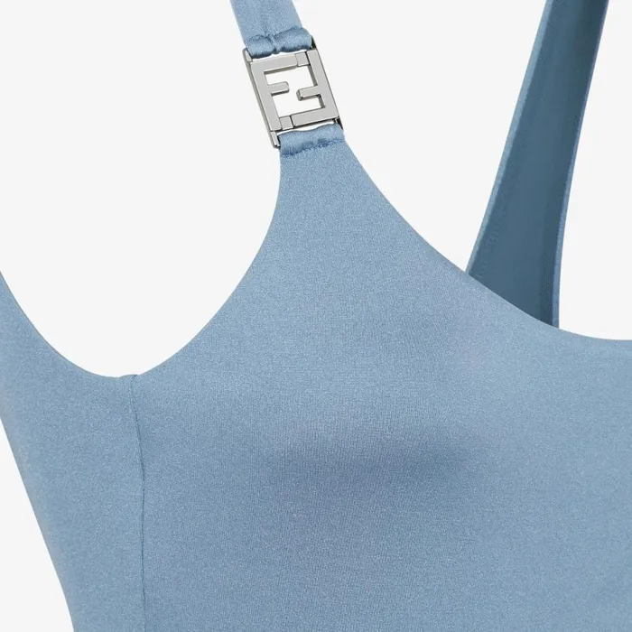 Woman Blue Lycra OnePiece Swimsuit Blue Fendi Swimwear