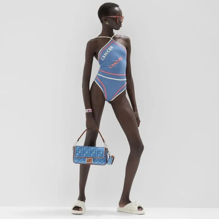 Woman Blue Lycra OnePiece Swimsuit Blue Fendi Swimwear