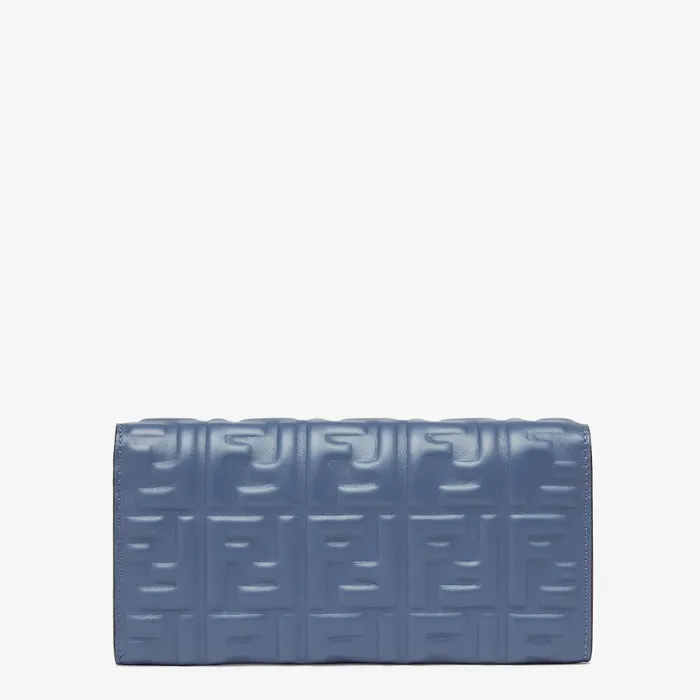 Woman Blue Nappa Leather Wallet Blue Fendi Wallets On Chain