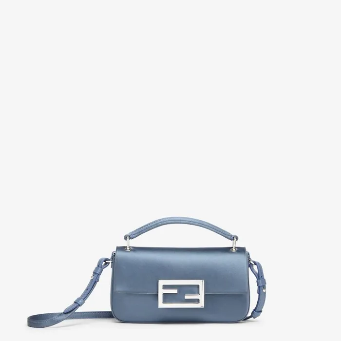 Woman Blue Satin Pouch Blue Fendi Mini Bags