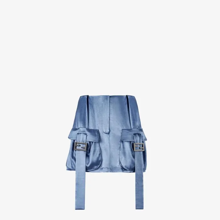 Woman Blue Satin Skirt Blue Fendi Skirts