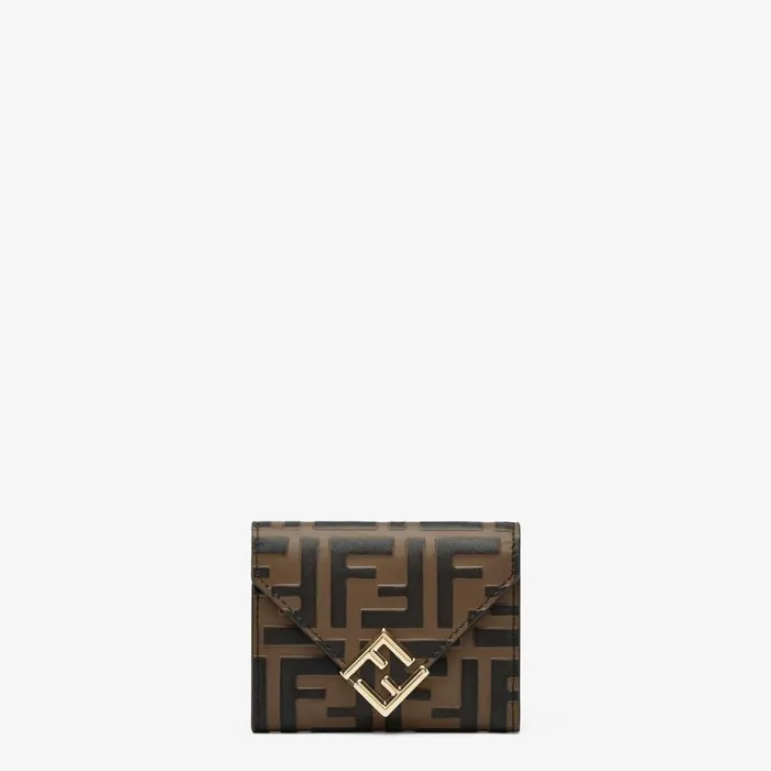 Woman Brown And Black Ff Leather Wallet White Fendi Wallets