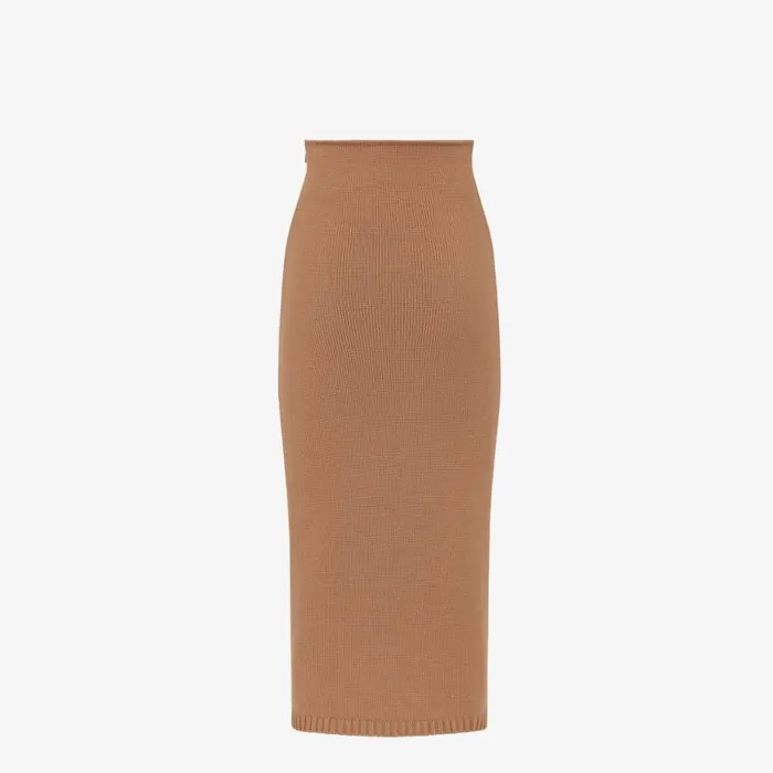 Woman Brown Cashmere Skirt Brown Fendi Knitwear