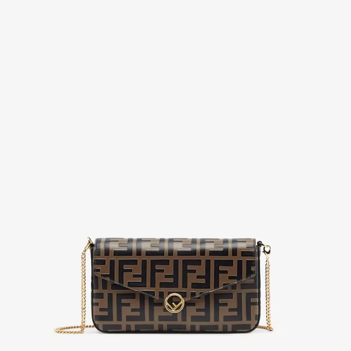 Woman Brown Leather MiniBag Brown Fendi Wallets On Chain