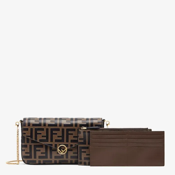Woman Brown Leather MiniBag Brown Fendi Wallets On Chain