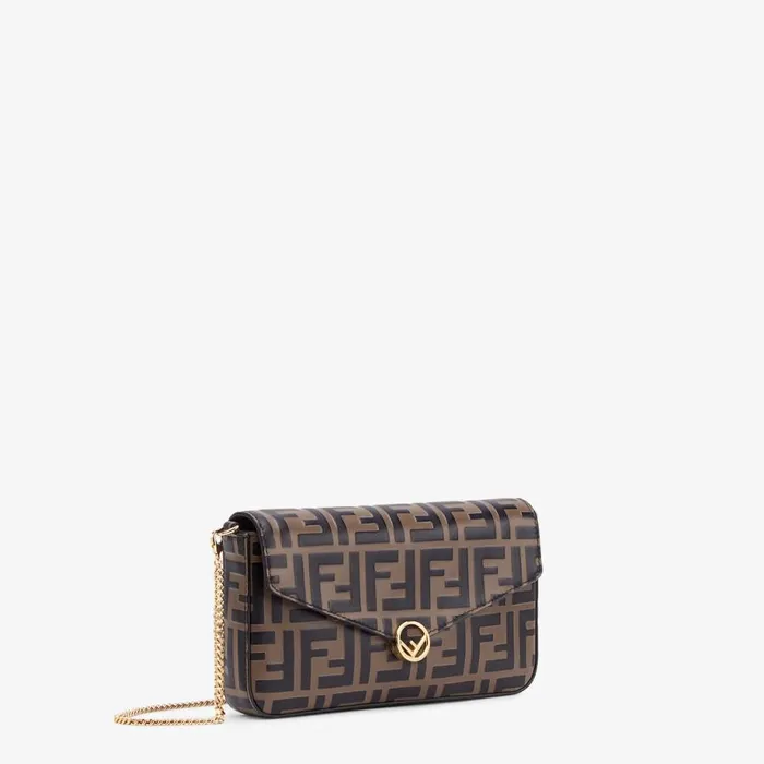 Woman Brown Leather MiniBag Brown Fendi Wallets On Chain