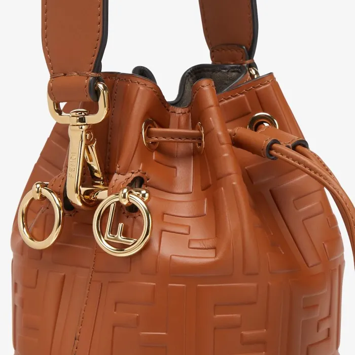 Woman Brown Leather MiniBag With Ff Motif Brown Fendi Mini Bags