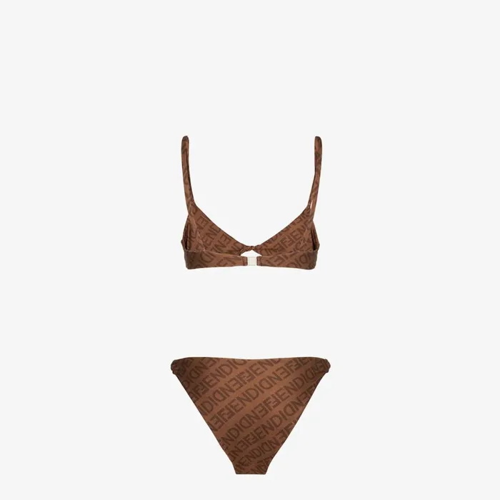 Woman Brown Lycra Bikini Brown Fendi Swimwear
