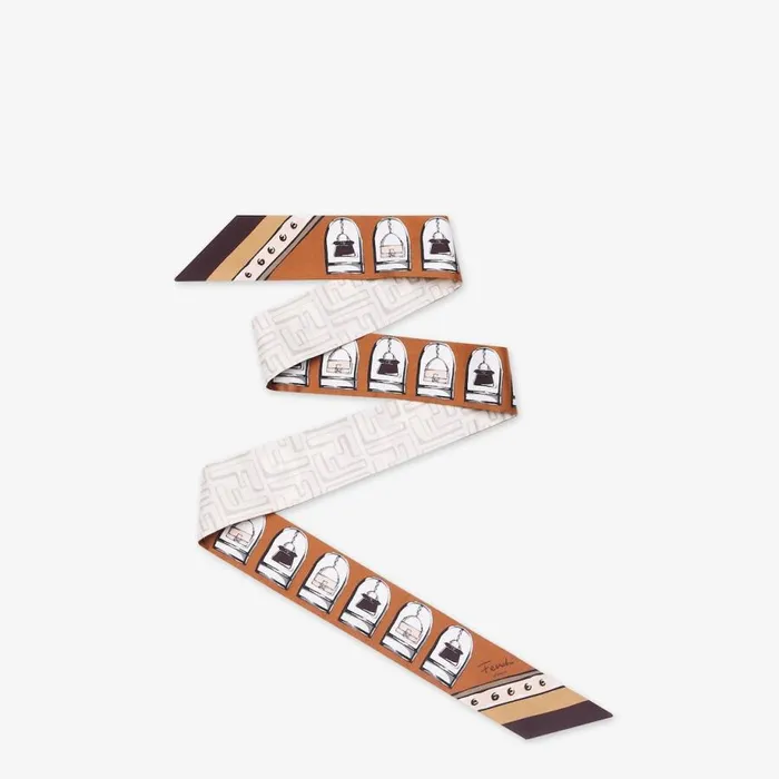 Woman Brown Silk Bandeau Multicolour Fendi Hair Accessories
