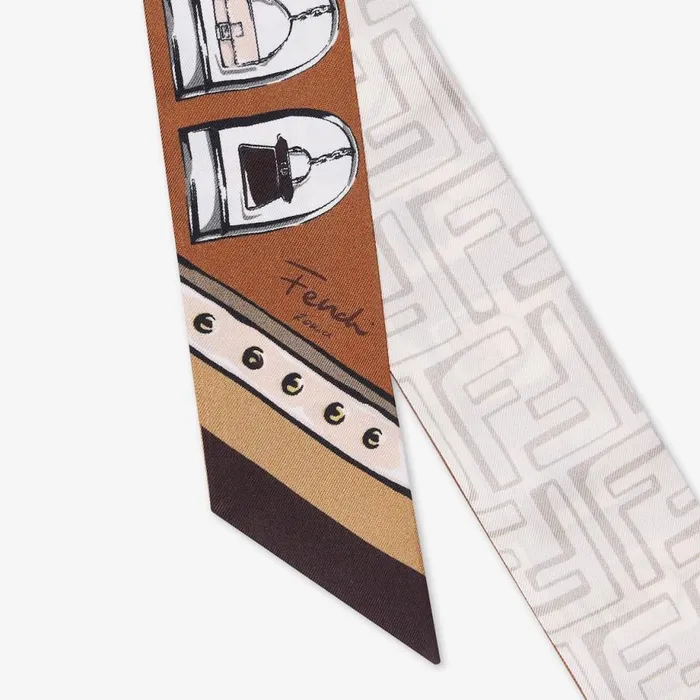 Woman Brown Silk Bandeau Multicolour Fendi Hair Accessories