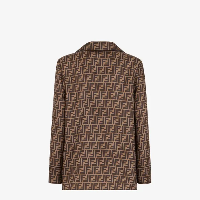 Woman Brown Twill Shirt Brown Fendi Tops and Shirts
