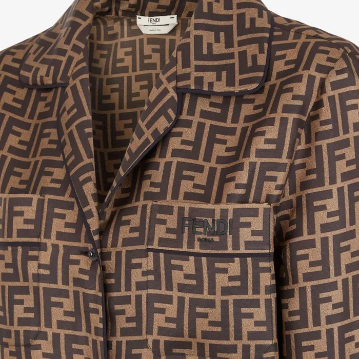 Woman Brown Twill Shirt Brown Fendi Tops and Shirts