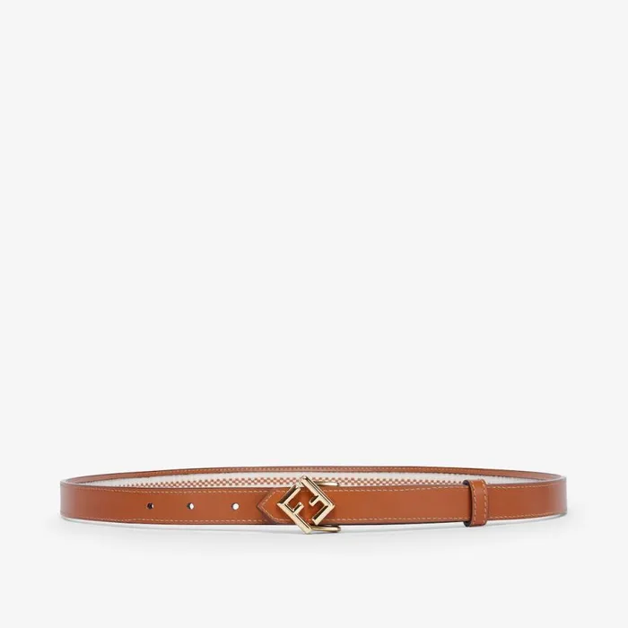 Woman Canvas And Brown Leather Reversible Belt Brown Fendi Belts