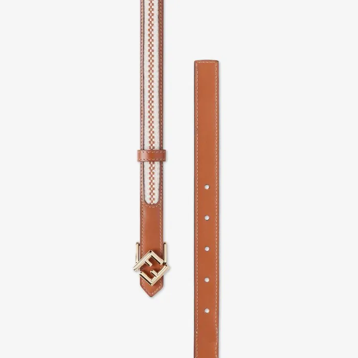 Woman Canvas And Brown Leather Reversible Belt Brown Fendi Belts
