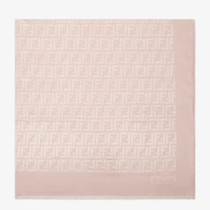 Woman Dove Grey Silk Stole Beige Fendi Scarves and Silks
