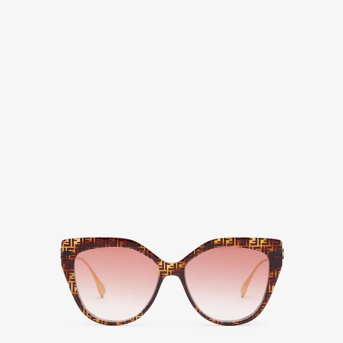 Woman Ff Havana Acetate And Metal Sunglasses Fendi Sunglasses