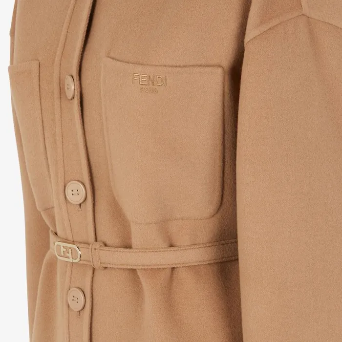 Woman GoTo Jacket In CamelColour Cashmere Beige Fendi Jackets