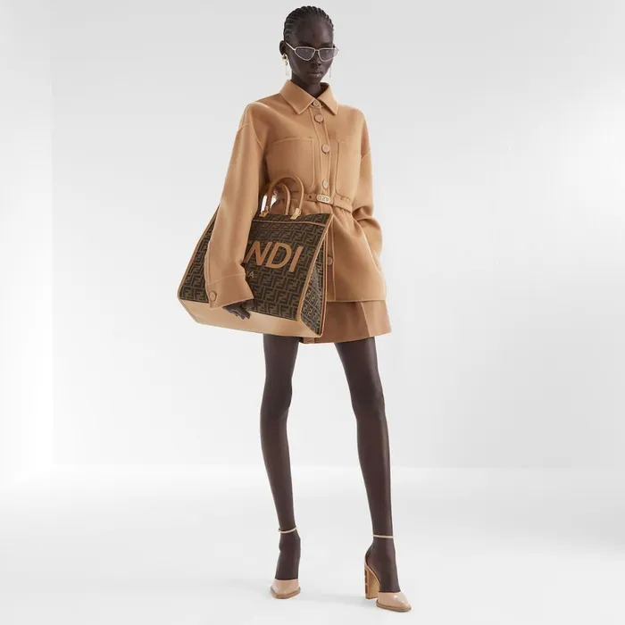 Woman GoTo Jacket In CamelColour Cashmere Beige Fendi Jackets