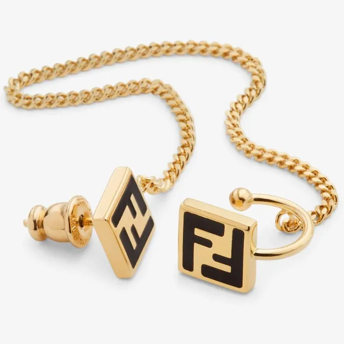Woman GoldColour Earring Gold Fendi Earring and Brooches