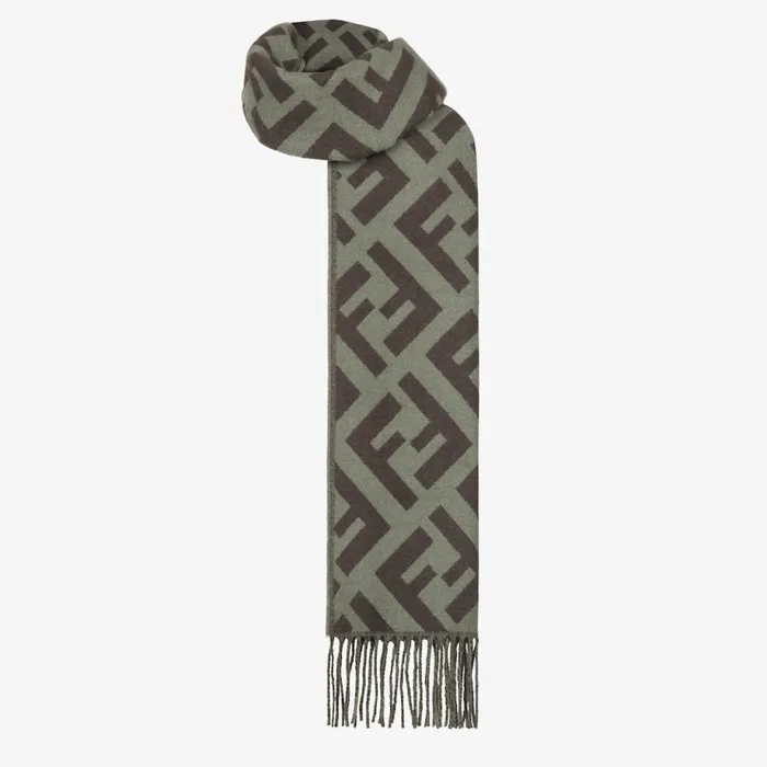Woman Green Cashmere Scarf Green Fendi Scarves and Silks