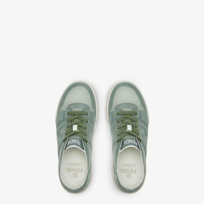Woman Green Mesh Low Tops Green Fendi Sneakers