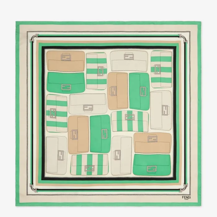 Woman Green Silk Foulard Green Fendi Scarves and Silks