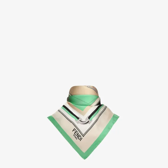 Woman Green Silk Foulard Green Fendi Scarves and Silks