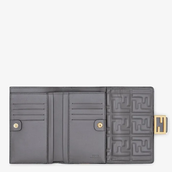 Woman Grey Ff Nappa Leather Wallet Grey Fendi Wallets