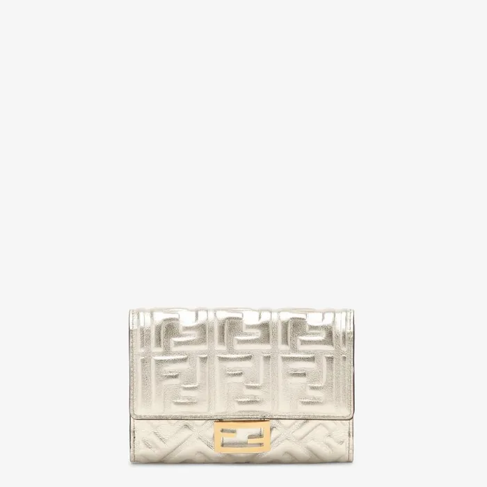 Woman Grey Leather Wallet Grey Fendi Wallets