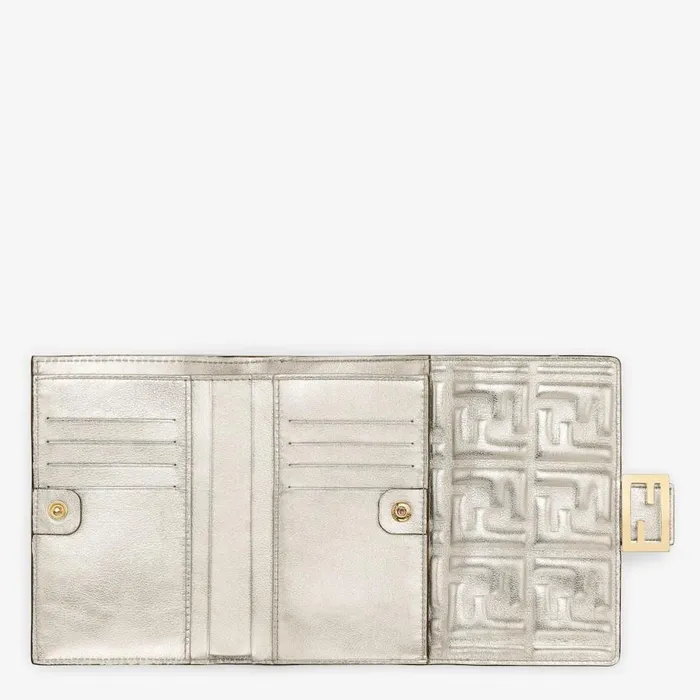 Woman Grey Leather Wallet Grey Fendi Wallets