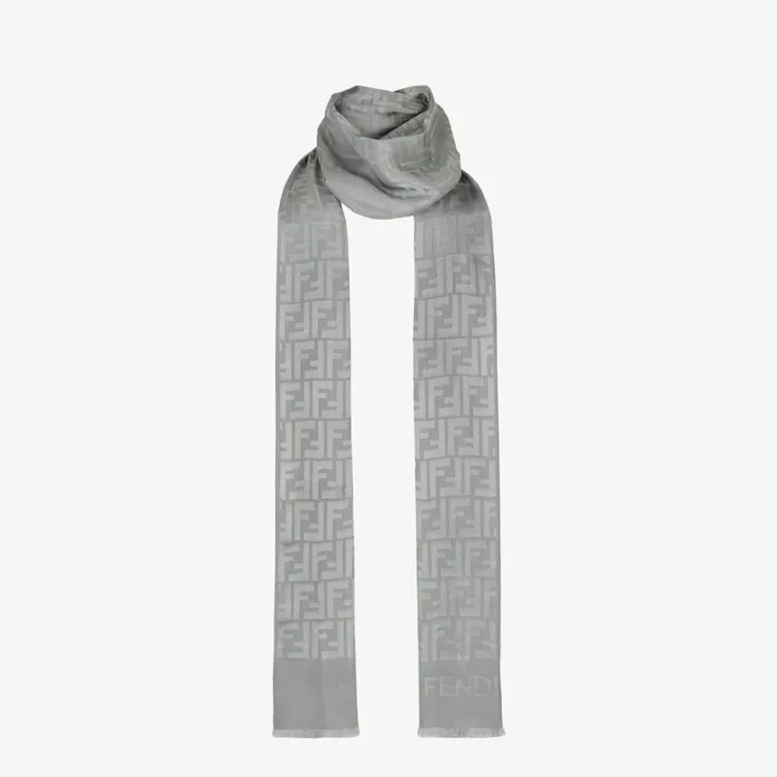 Woman Grey Silk Stole Grey Fendi Scarves and Silks