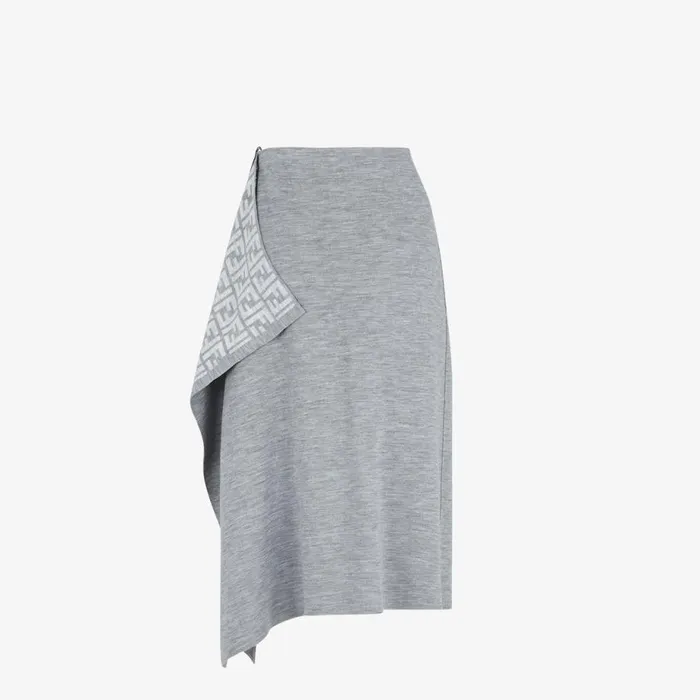 Woman Grey Wool Skirt Grey Fendi Knitwear