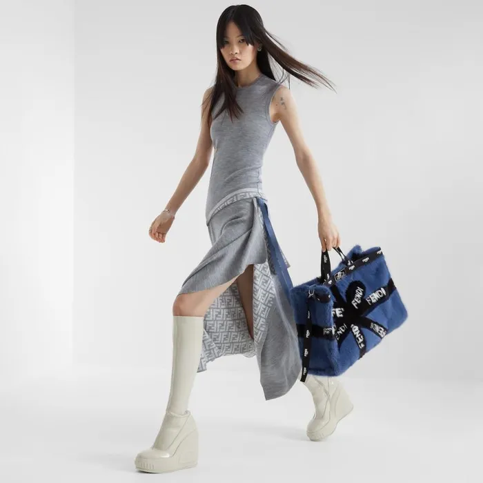 Woman Grey Wool Skirt Grey Fendi Knitwear