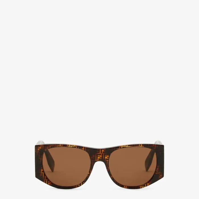 Woman Havana Acetate Sunglasses Black Fendi Sunglasses