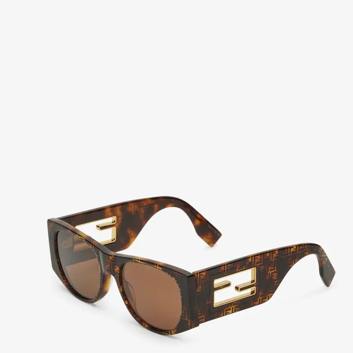 Woman Havana Acetate Sunglasses Black Fendi Sunglasses