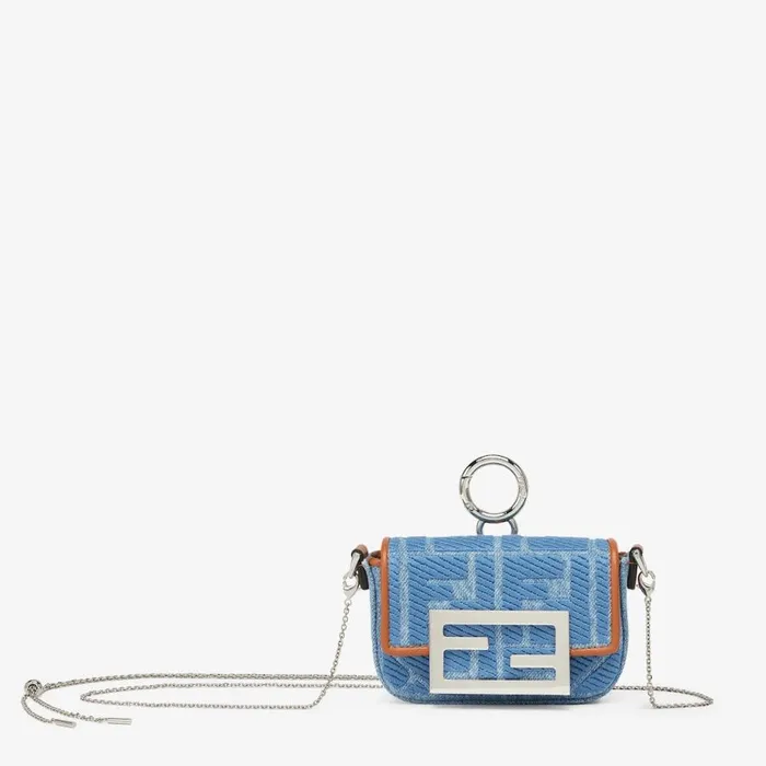 Woman Light Blue Denim Charm Light Blue Fendi Miniature Bags