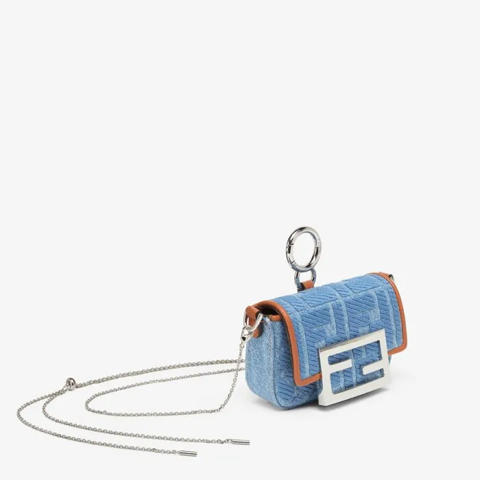 Woman Light Blue Denim Charm Light Blue Fendi Miniature Bags