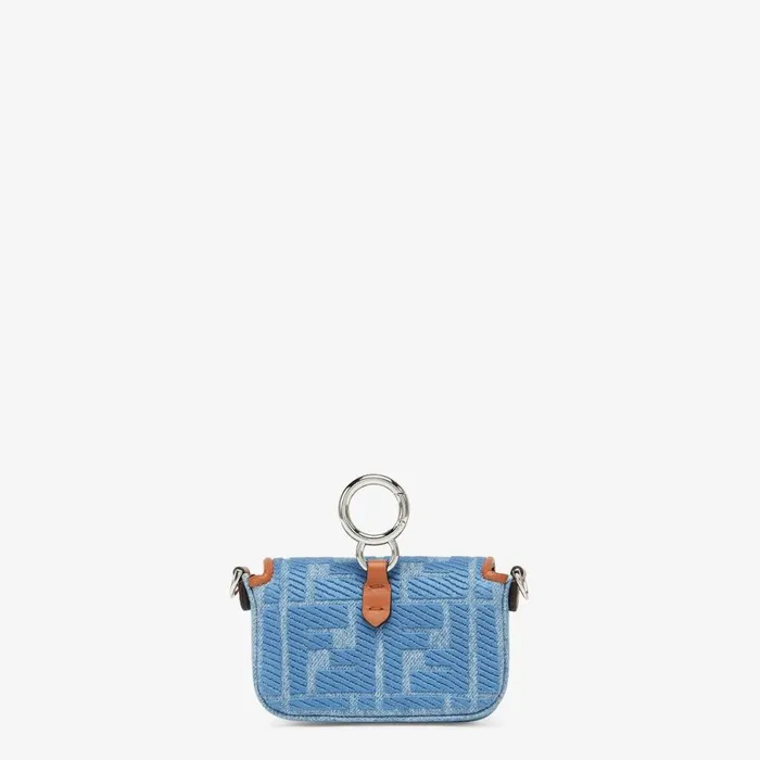 Woman Light Blue Denim Charm Light Blue Fendi Miniature Bags