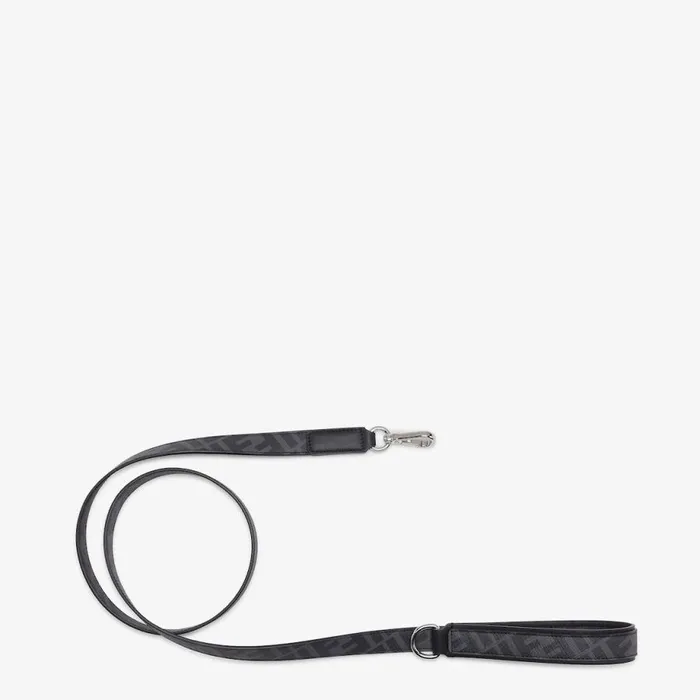 WomanMan Black Fabric Lead Black Fendi Pet Accessories