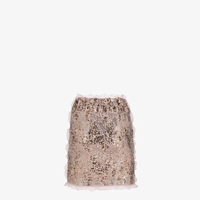 Woman Miniskirt With Lilac Sequin Embroidery Purple Fendi Skirts