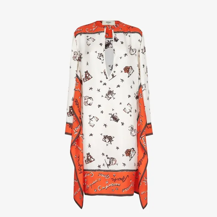 Woman Orange Silk Dress Orange Fendi Dresses and Jumpsuits