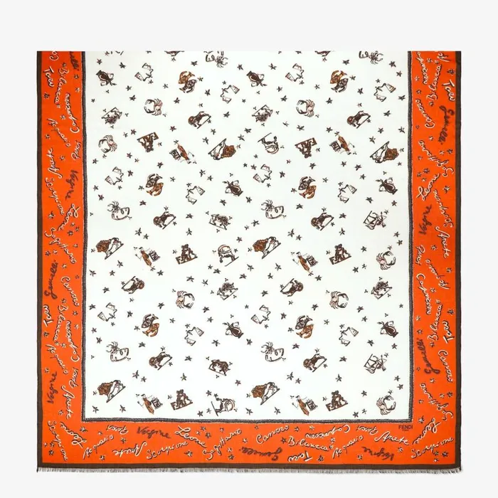Woman Orange Silk Stole Orange Fendi Scarves and Silks