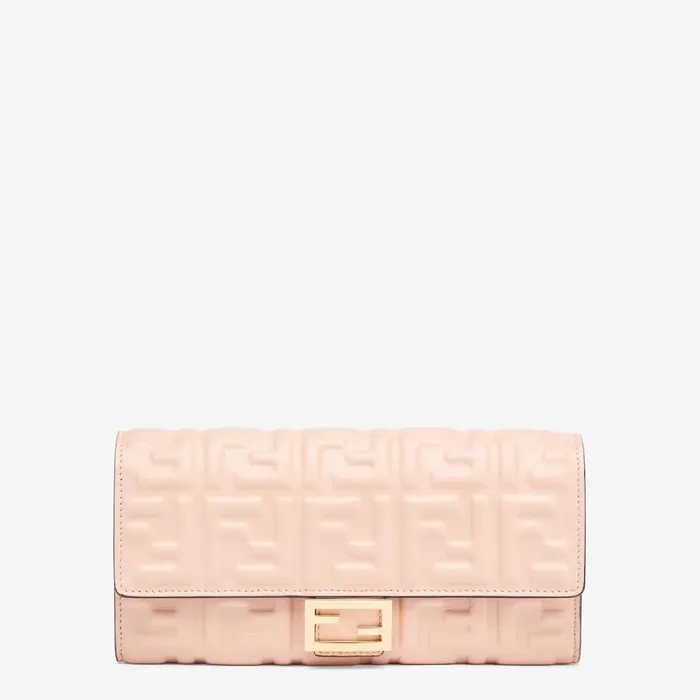 Woman Pink Ff Nappa Leather Wallet Pink Fendi Wallets