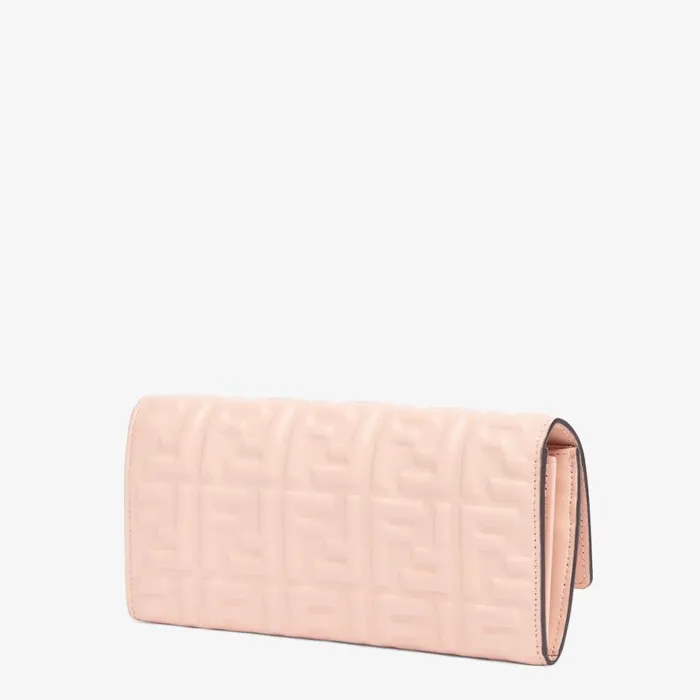 Woman Pink Ff Nappa Leather Wallet Pink Fendi Wallets